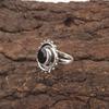 Round Black Onyx Gemstone Statement Eternity Friend Gift Ring Sterling Silver RR-49-19
