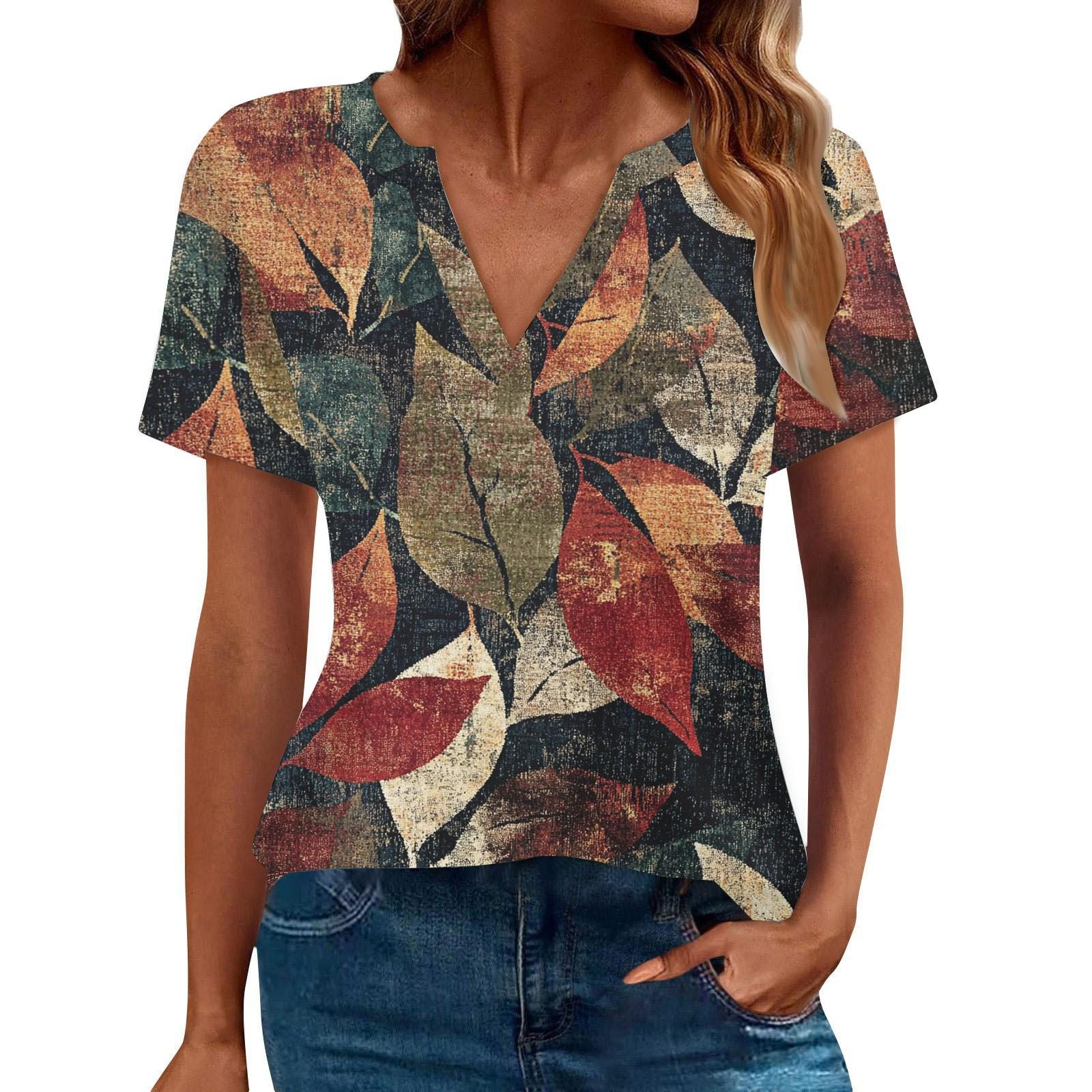 

Женская летняя мода повседневная футболка с коротким рукавом и V-образным вырезом XL винный