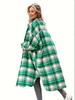 Winter New Cross-border Women's Clothing European And American Loose Casual All-match Mid-length Plaid Shirt Long-sleeved Jacket
