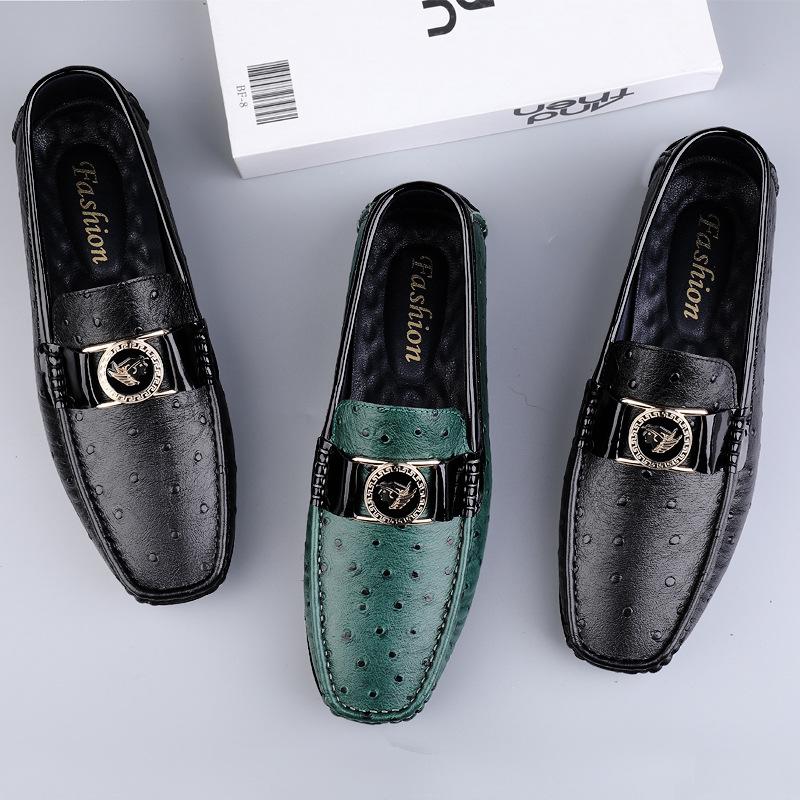 

Men s shoes trend versatile personality Doudou shoes men s fashion four-season green casual leather shoes lazy tide shoes 37 чёрный