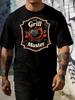 Vintage Grill Master Barbecue Badge Graphic Front Print Unisexs Crew Neck Short Sleeve Tee Casual Daily Soft Basic Wear Top