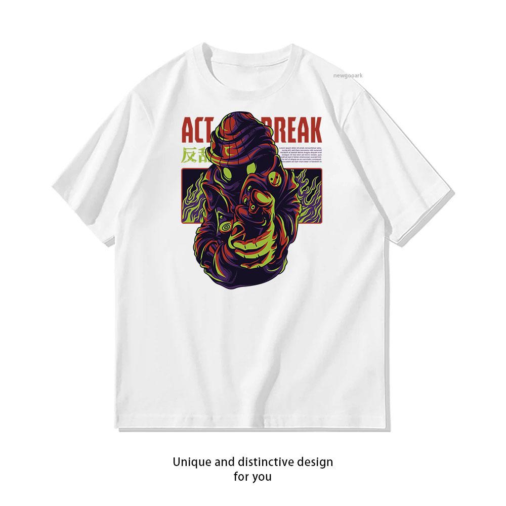 Vibrant Vortex Art Print cotton T shirt Unisex Adult couple streetwealtops tee Short sleev Casual S