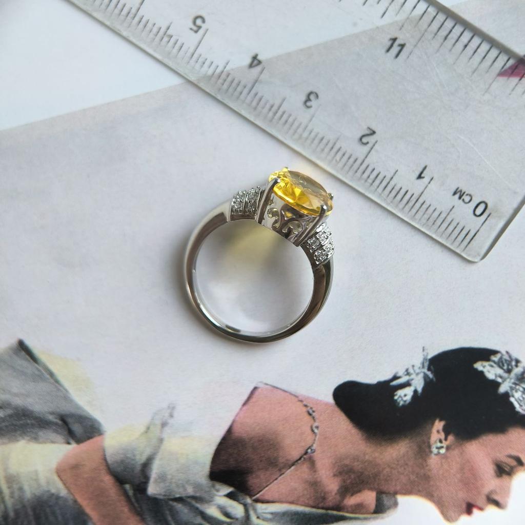 Silver Ring with Nano Citrine 5.065ct, Item Weight 4.36 G (2190004)
