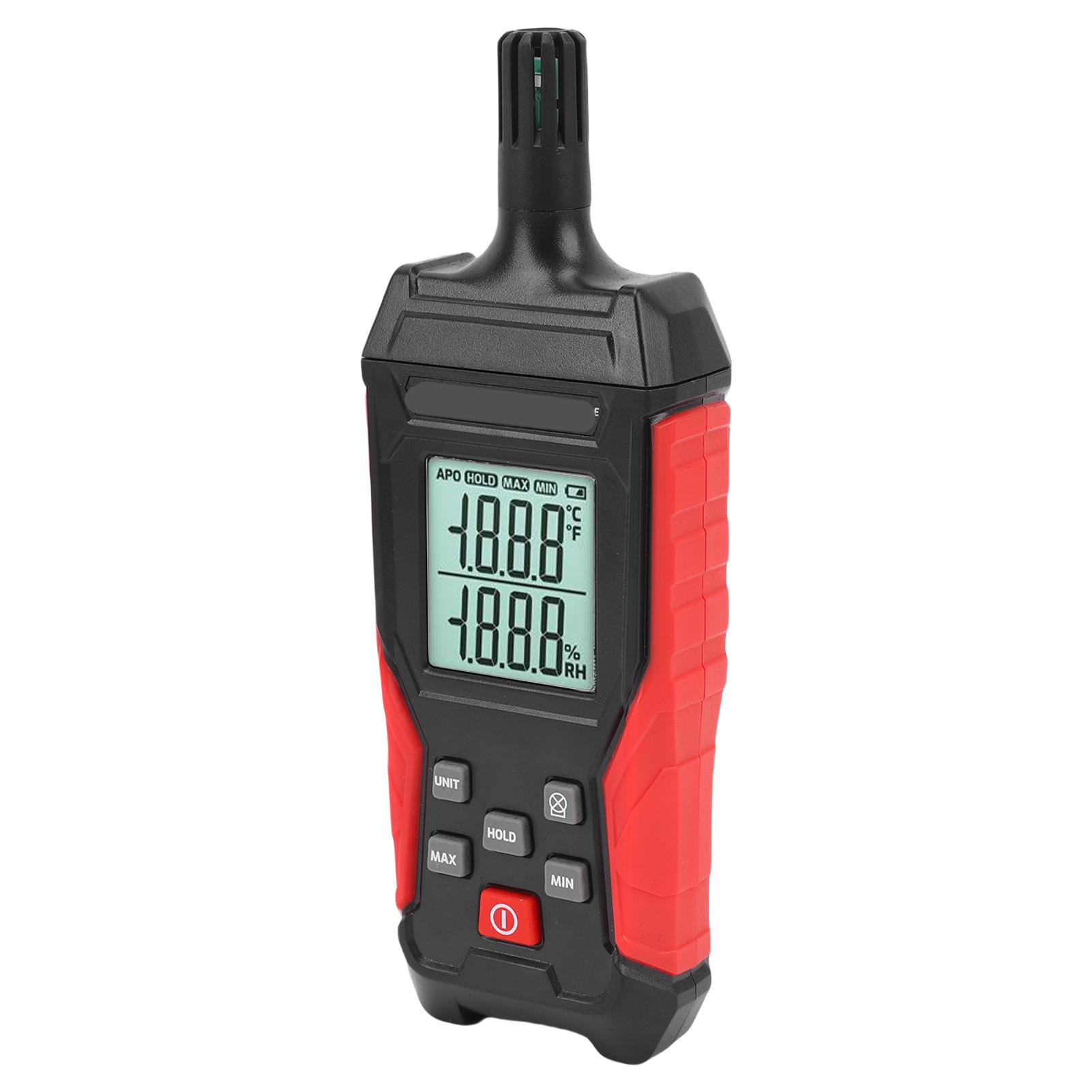 

Digital Temperature Humidity Meter Electronic Detector with Backlit Data Hold Handheld Accurate Hygrometer