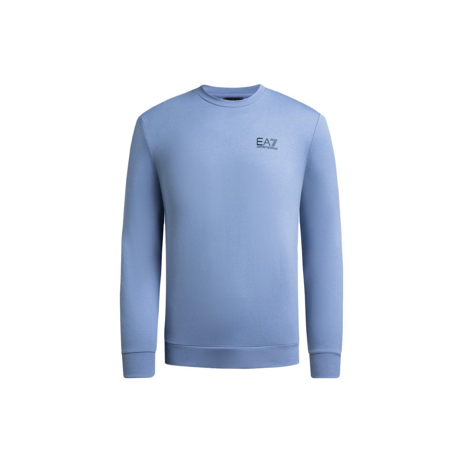 Emporio Armani Ea7 Fw23 Solid Logo Print Crew Neck Pullover Long Sleeve Sweatshirt Men sweatshirt Blue 8NPM52-PJ05Z-1531 M