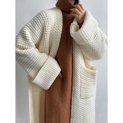 Gentle Jacket Hollowed Twist Autumn and Winter Hepburn Style Solid Color Sense of Knitted Cardigan Soft and Sticky