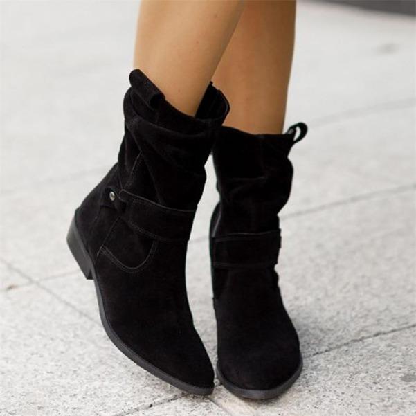 Women Ankle Boots Winter Low Heels Round  Plus Size Casual  Shoes Faux Suede Female Low Boots Free Shipping Chelsea Boots 20024