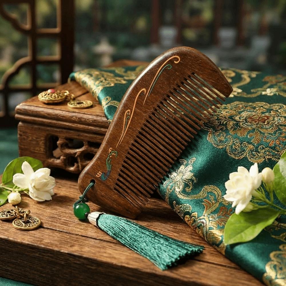 Vintage Wooden Hair Comb Carved Wide Tooth Comb Boutique Sandalwood Hair Brush  Straight Hair