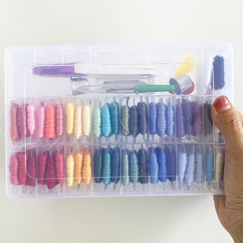 36/50/100 Color Cross Stitch Set with Pre-Wound Bobbins and Boxed Embroidery Floss