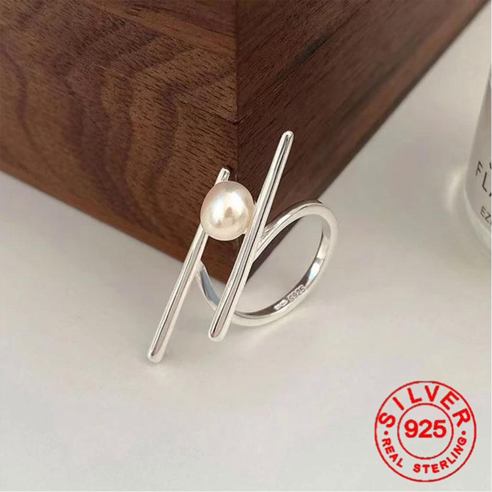 

BFCLUB Silver Color Unique Pearl Ring For Women Jewelry Finger Open Vintage Handmade Ring Allergy For Party Birthday Gift