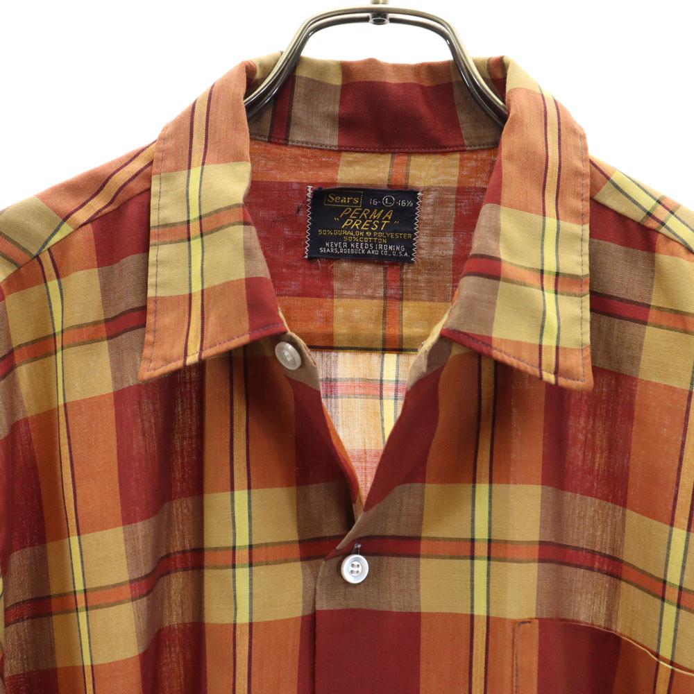 Sears 60s Vintage Box Cut Check Pattern Long sleeve shirt L Biggs Men's Used