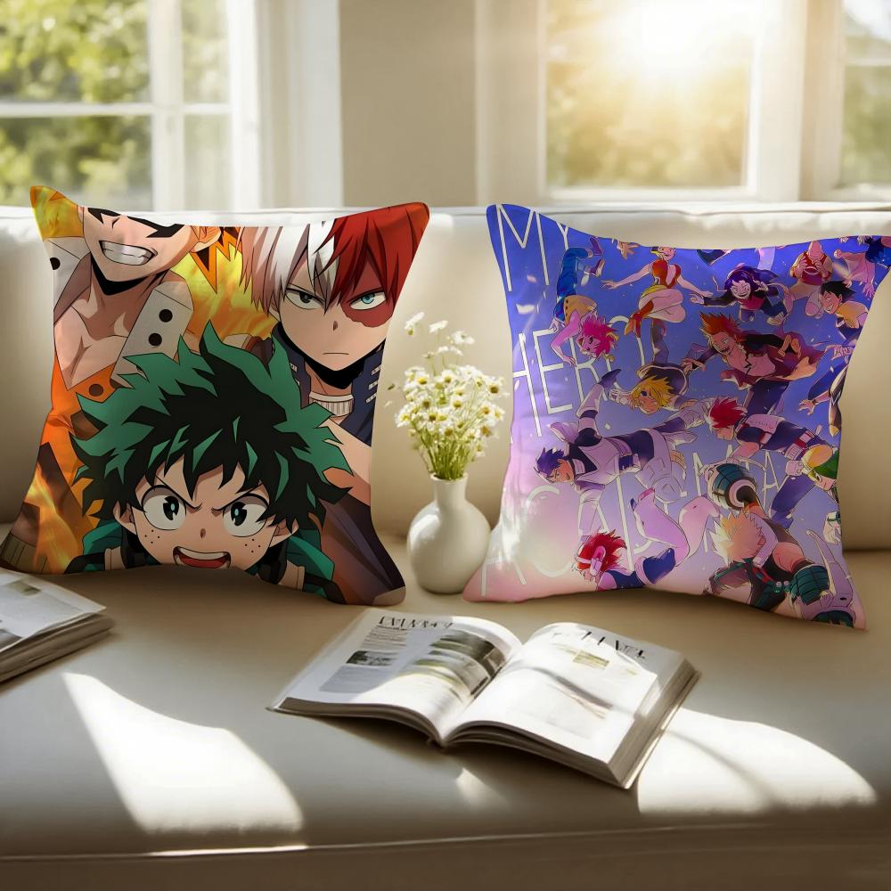 Inspirational Dynamic MMy Hero Academias Cushion Cover Pillowcase Antidustmite Invisible Zipper Short Plush Sofa Cushion