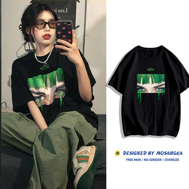 

Женская летняя футболка из чистого хлопка с короткими рукавами, свободный топ большого размера