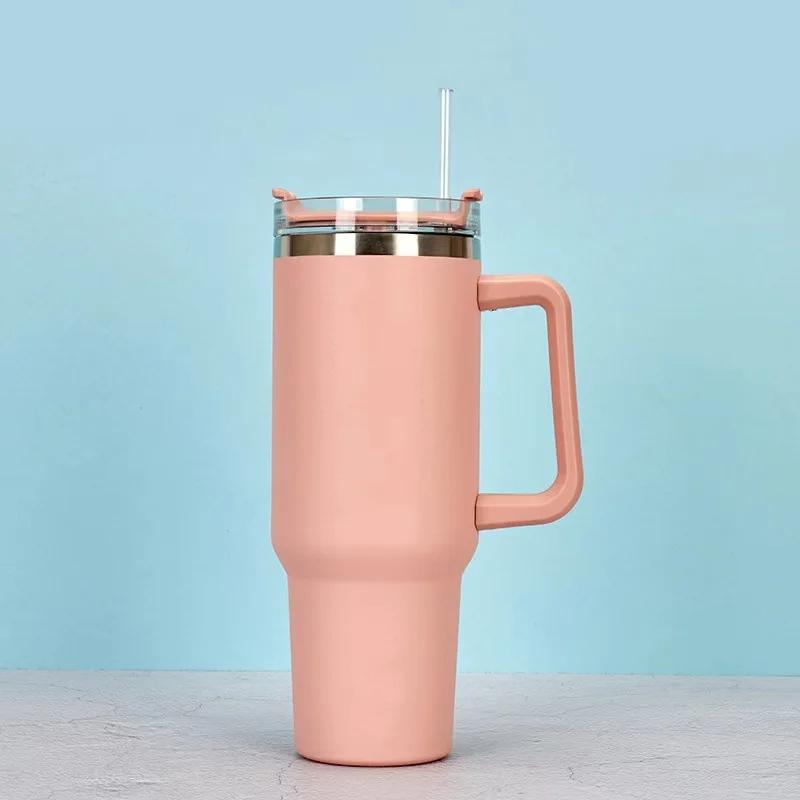 1200ML 304 Stainless Steel Insulated Water Bottle, Insulated Coffee Cart Cup, and Cold Cup, Vacuum Bottle with Handle Straw,