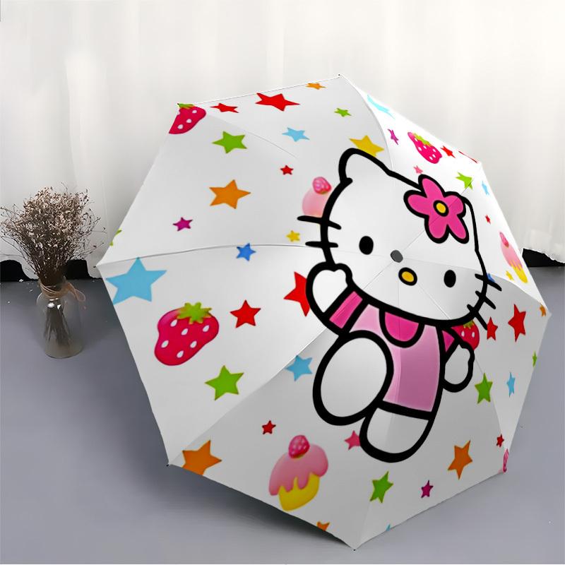 1pc Hello Kitty Auto Open/close Umbrella, Portable Travel Umbrella, Everyday Use - Outdoor Accessory, Artistic Pattern, Compact Design, Fashion Lovers