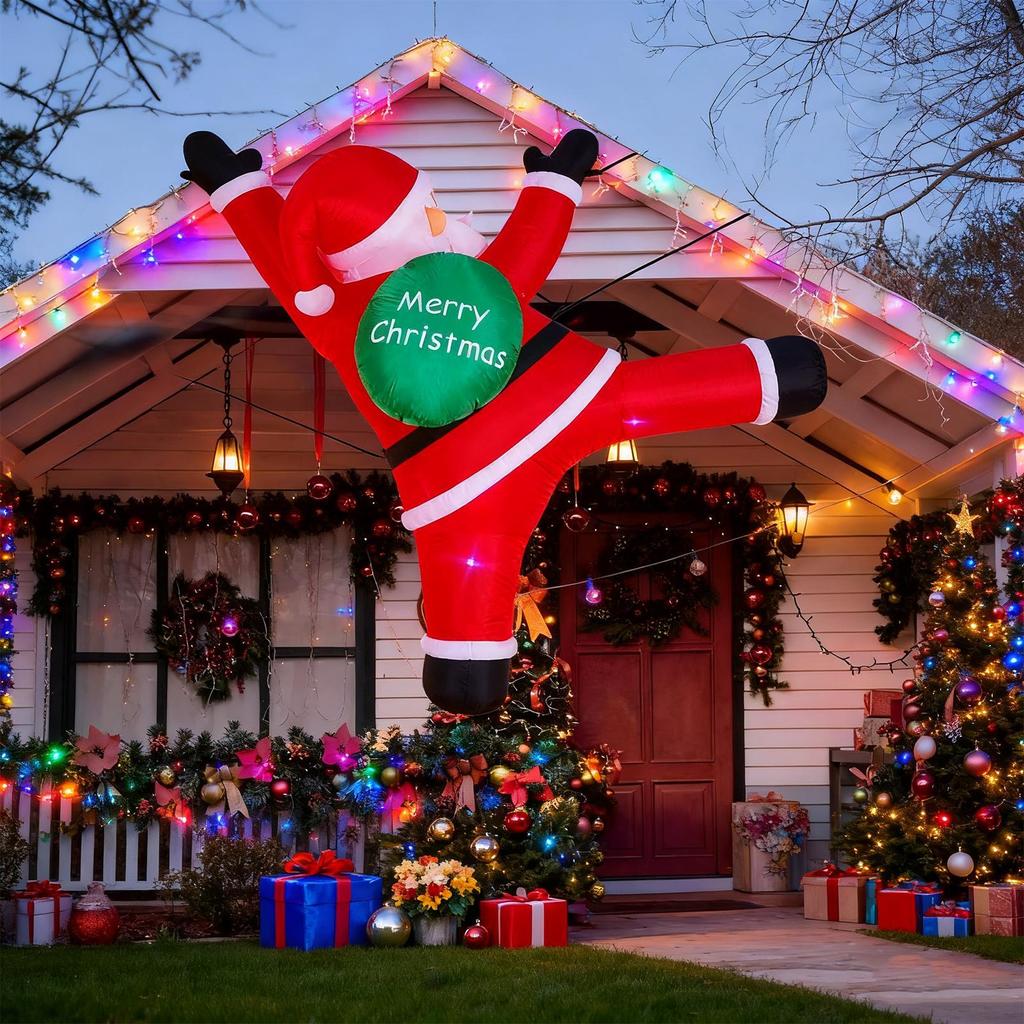 Juluppblåsbar Jultomte 1,8m Klättrande Jultomte Med Inbyggd LED Uppblåsbar Julhelgsdekoration För Trädgård