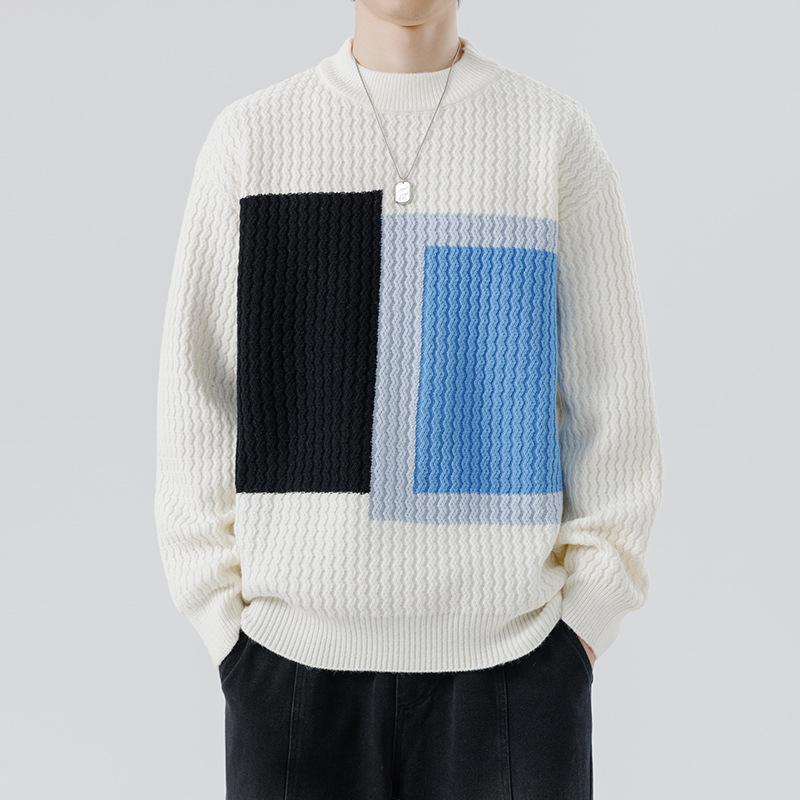 Hot Sale, Men's Semi-turtleneck Loose Sweater Knitted Sweater, Large Size Men's Line Clothing