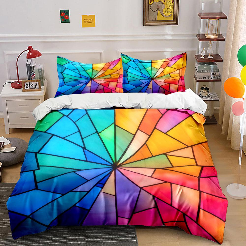 Colorful Abstract Decoration Set Soft Skin-Friendly Bedding Set Includes 1 Duvet Cover And 2 Pillowcase, Gift