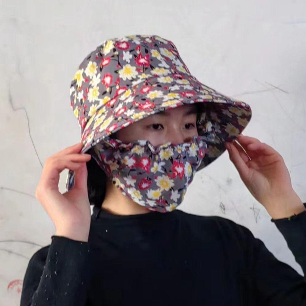 Protect Neck Anti-uv Agricultural Work Hat Bucket Hat Fisherman Hat Flower Sunscreen Hat  Unisex