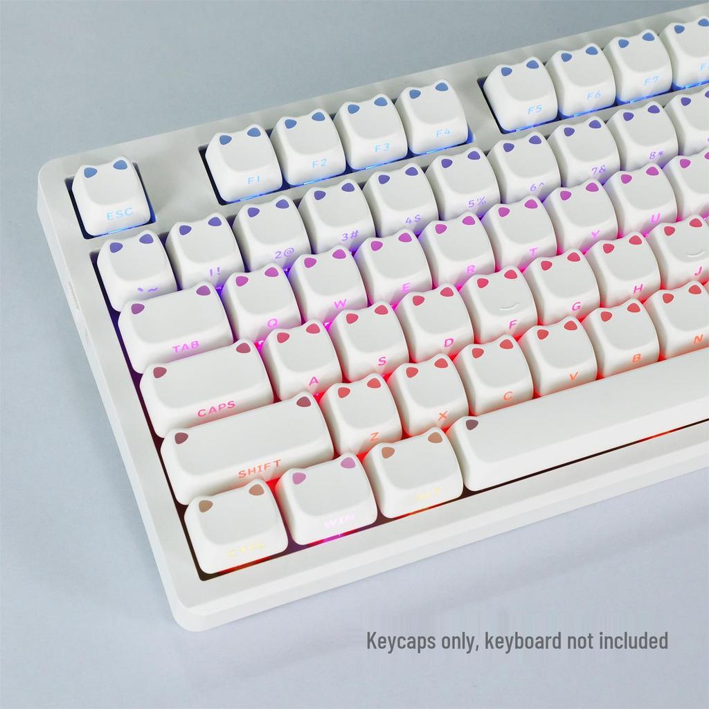 Cute Cat Ear Keycap: PBT Dye-Sublimation, Translucent, Compatible with MX Switches