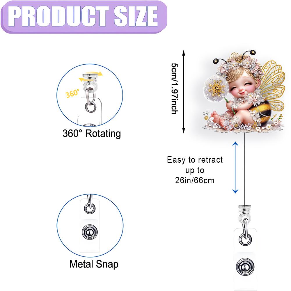 Fun Bee Badge Reel - Golden Retractable ID Clip, a Fun Gift for Office Staff, Nurses, and Teachers.