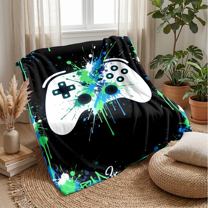 Glowing Game Controller with Lightning Theme blanket Lightweight Warm Flannel Blanket Decorative Throw Blanket for Home Decoration