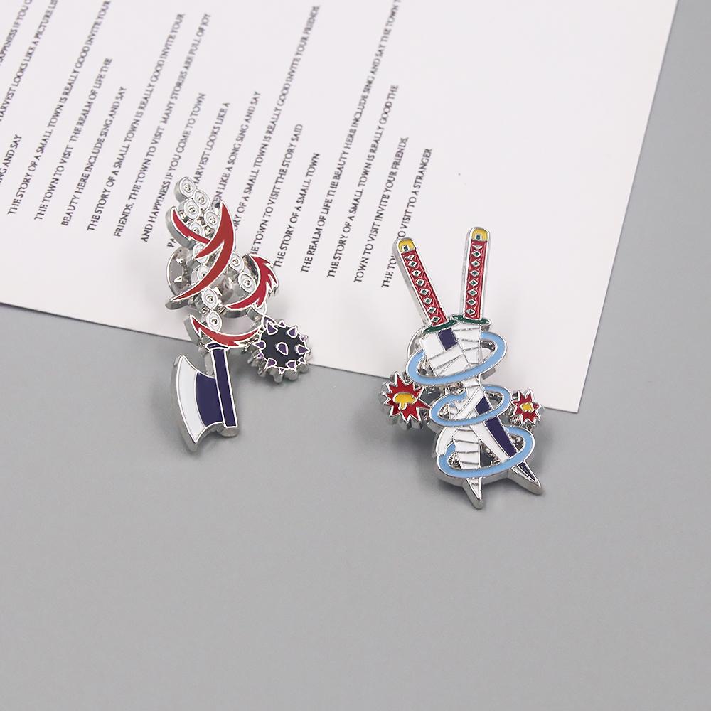 Anime Demon Slayer Kimetsu No Yaiba Sword Brooch Pins Tomioka Giyuu Kochou Shinobu Weapon Brooch Cosplay Jewelry Accessories