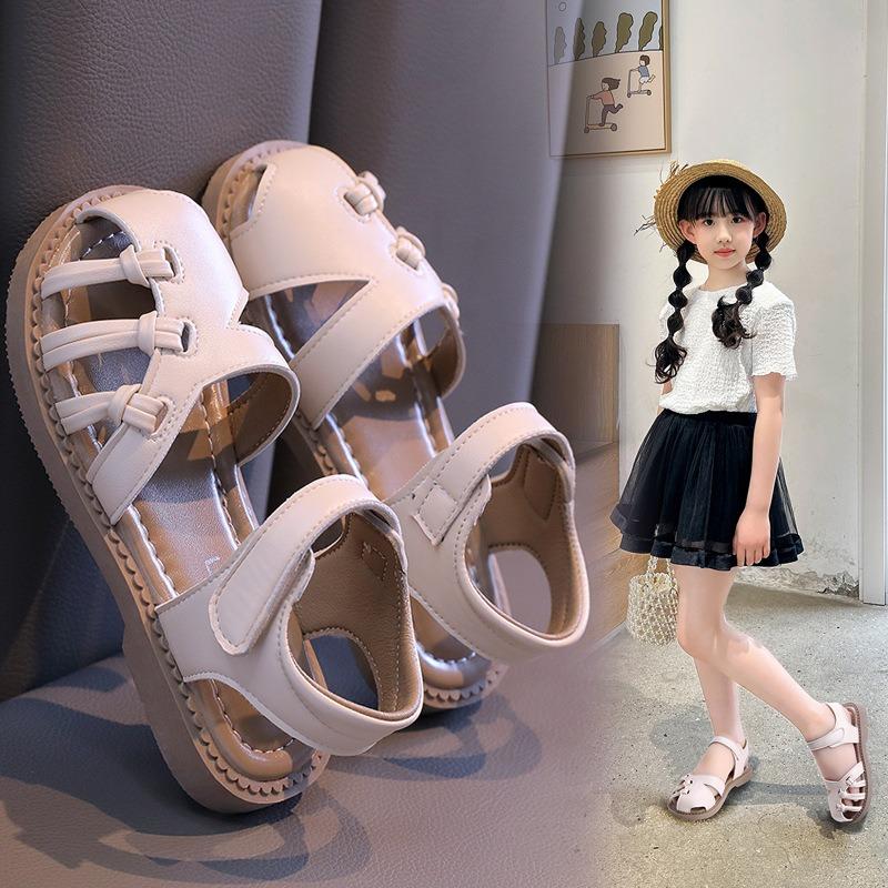 Girls' Sandals Closed-Toe Woven Shoes for Toddlers & Young Kids, Soft-Sole Beach Sandals for Children Girls' Party Shoes
