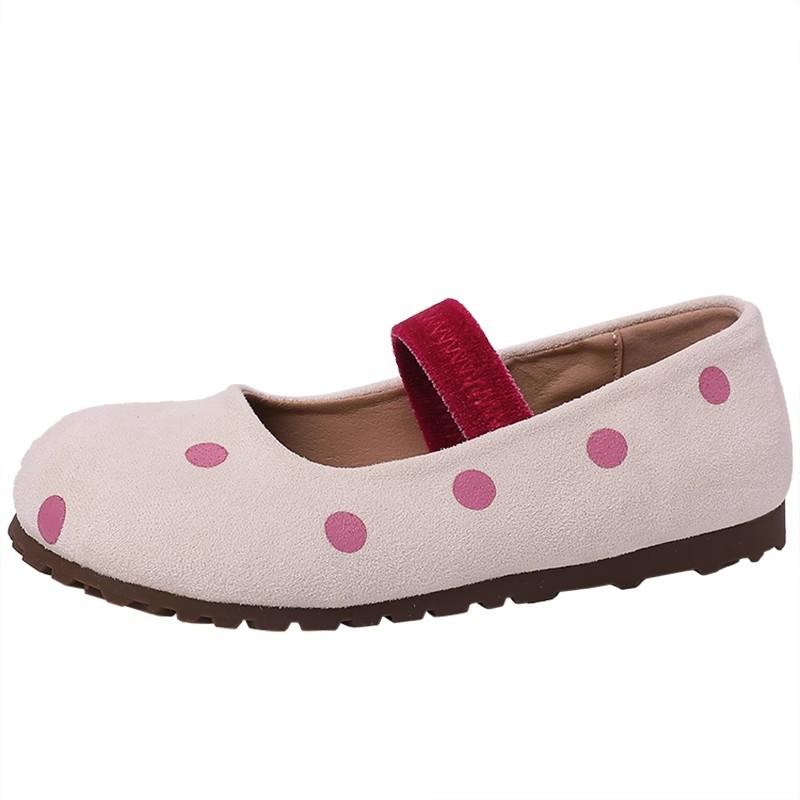 Shallow mouth Mary Jane single shoes children's spring and summer 2025 new fairy wind ballet polka dot flat beanie shoes