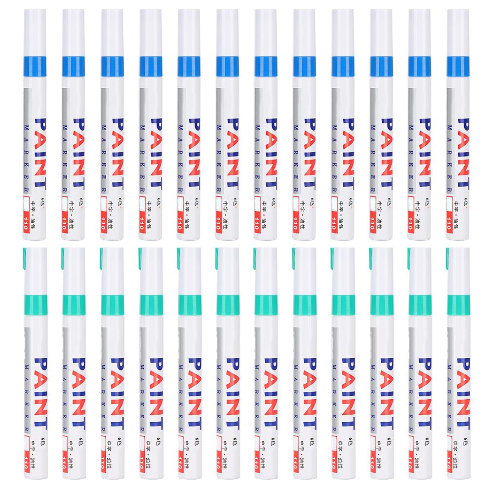 2Boxes Waterproof Paint Pens Waterproof Marker Signature Pen for Glass Metal Wood Fabric Tyre Tread BlueGreen