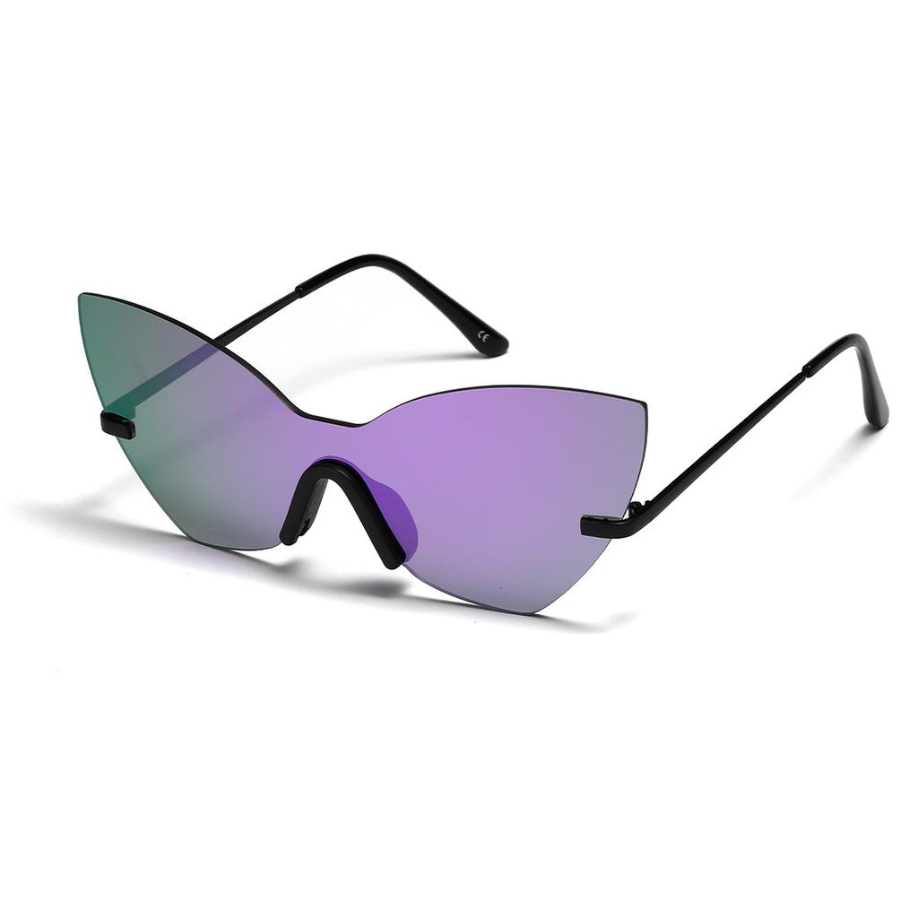 Lunettes de fête personnalisées Lunettes de soleil œil de chat sans monture pour femmes Lunettes de soleil surdimensionnées non conventionnelles pour hommes