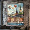 Hot Air Balloon City Digital Printing Polyester Wall Tapestry Suitable for Use In Living Rooms Bedrooms Offices Bars and Party