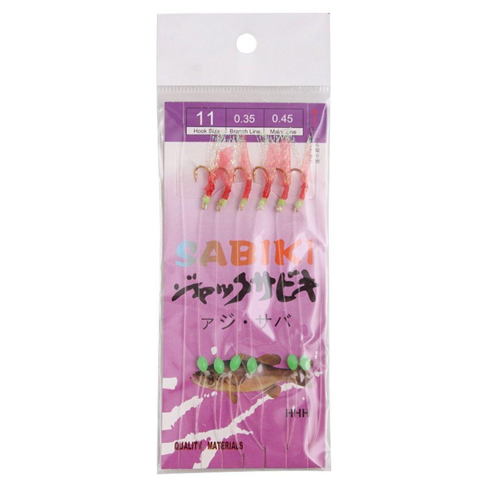 6Pcs/Set Tied Hooks Sabiki Rigs Carbon Steels Sabiki Lure Fishing String Hooks  Carp Fishing