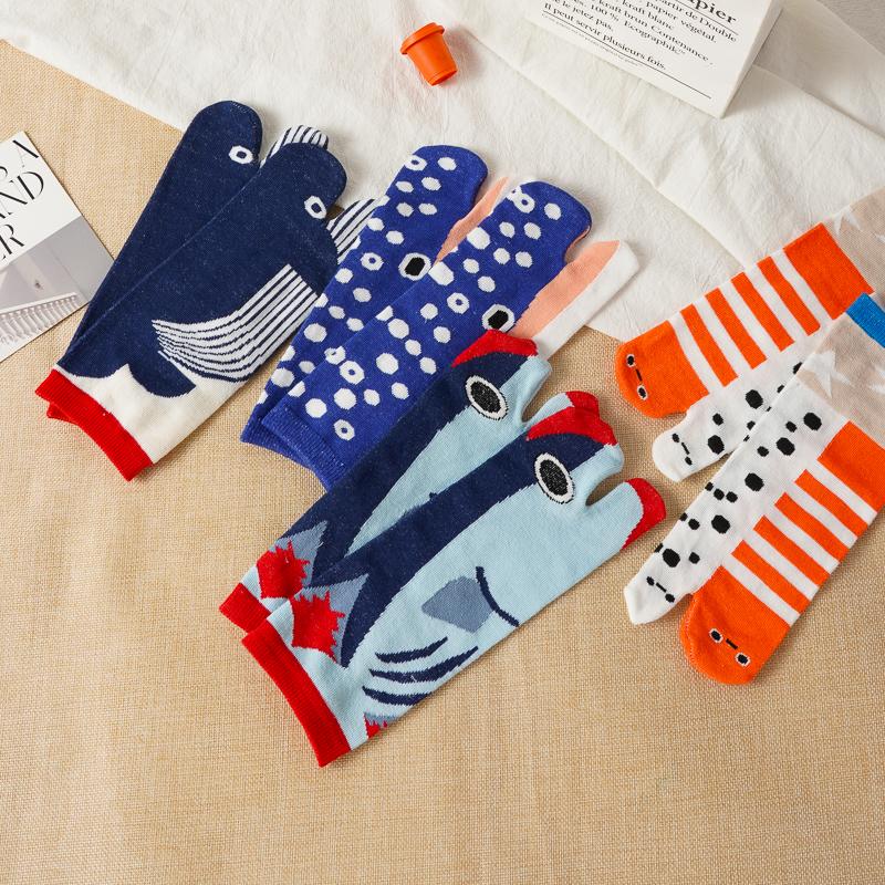 Zehensocken Cartoon Hai Wal Print Weiche Atmungsaktive Socken