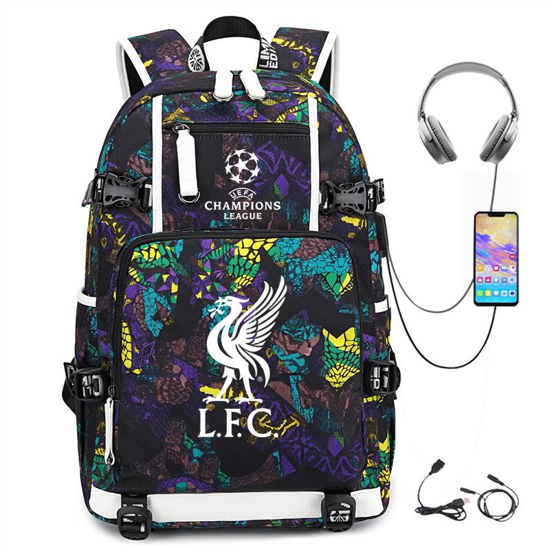 Football Printed Student Backpack Multifunctional Usb Interface Large Capacity Leisure Travel Backpack