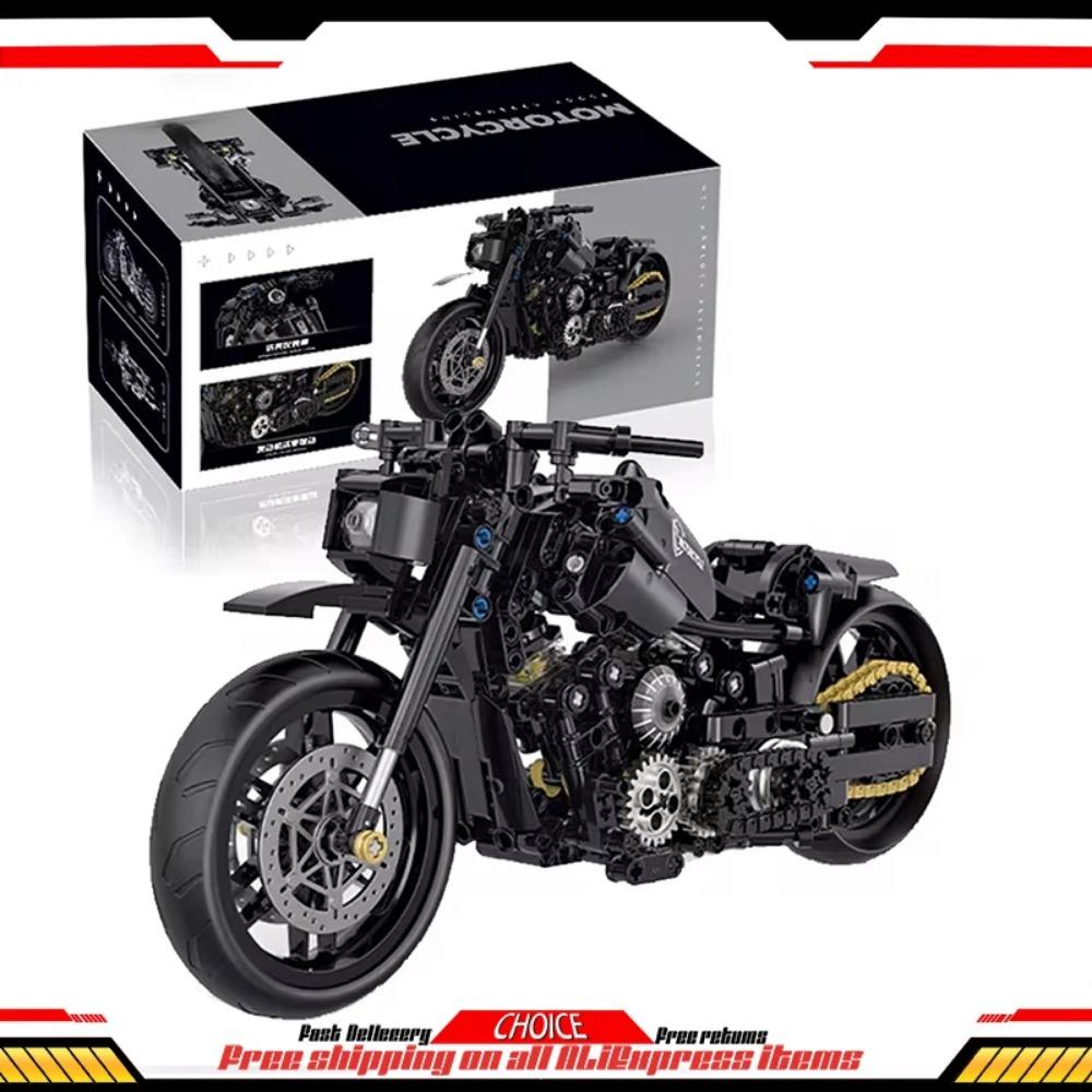 

586 шт. Классический набор строительных блоков мотоцикла для взрослых, крутые модели мотоциклов-гонщиков, рождественские подарки, игрушки для детей и мальчиков with box