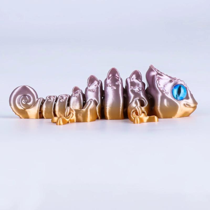 3D-gedrucktes Chamäleon-Echsen-Spielzeug - Gelenkige flexible Gelenke, Stressabbau Fidget-Spielzeug, Coole Schreibtischdekoration für Zuhause & Büro