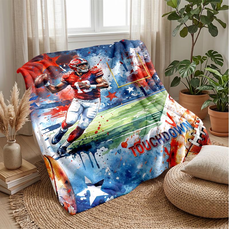 American Football Showdown Fire vs Lightning blanket Personalized Name Flannel Blanket Soft Cozy Plush Throw for Sofa Bed Lightweight Home Decor