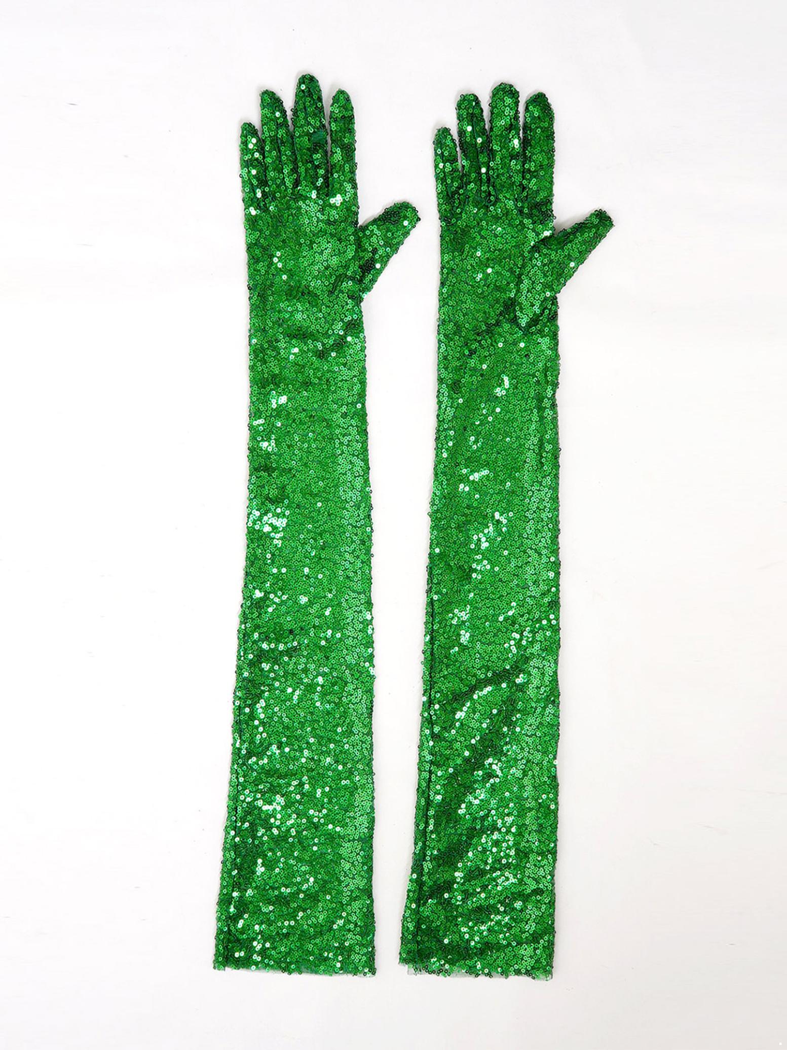 

Жіночі блискучі сітчасті довгі рукавички до ліктя Вінтажні довгі рукавички для оперного вечора One Size зелений