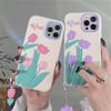 Japan Cute 3d Pink Tulip Flower Pendant Phone Case For Iphone 13 12 11 Pro Xs Max X Xr 7 8 Plus Floral Silicone Soft Back Cover
