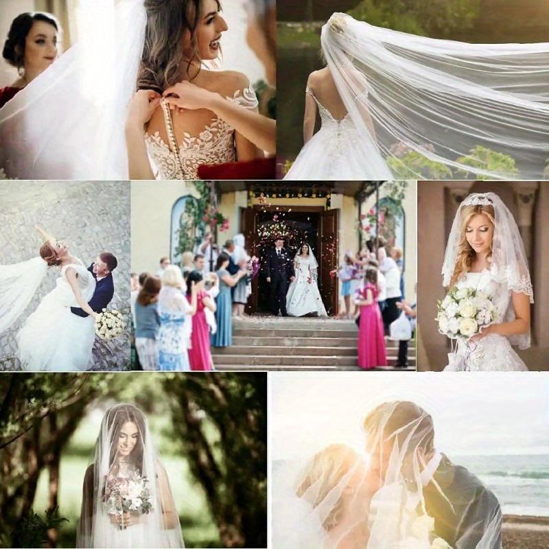 1pc Crystal Bridal Veils Short 1 Tier Soft Mesh With Comb Wedding Party Bride Hair Accessories for Women and Girls