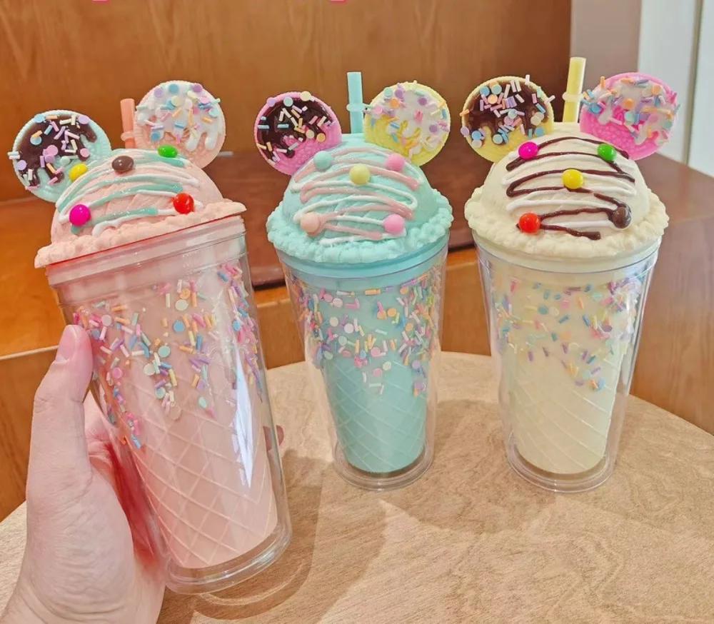 450ml Cute Water Bottle for Girls with Sequins BPA FREE Double Wall Tumbler with Straw Reusable Smoothie Cup Drinkware Xmas Gift