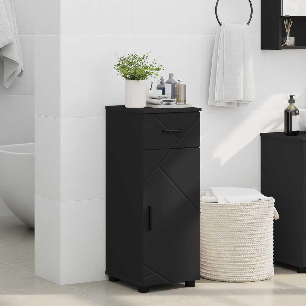 Bathroom Cabinet Black 30 x 35 x 80 cm Engineered Wood Metal