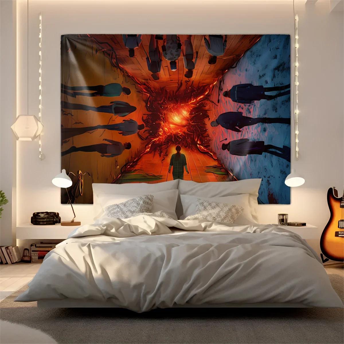 

S-Stranger T-Things Red Door Upside Down Tapestry Art Wall Hanging Banner Backdrops Cloth Bedroom Living Room Dorm Party Decor 60L x 39W(150x100CM)