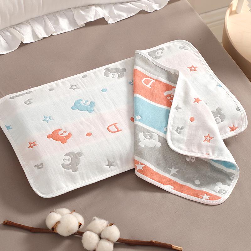 Baby Pillow Towel - 6-Layer Gauze, Cotton Surface, Tie-Up Style, Newborn & Kids Friendly 30*50cm Fixed
