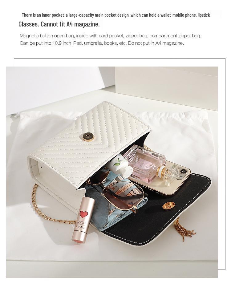 Trendy Women's 2025 Striped Embroidered Tassel V-Shaped Crossbody Bag