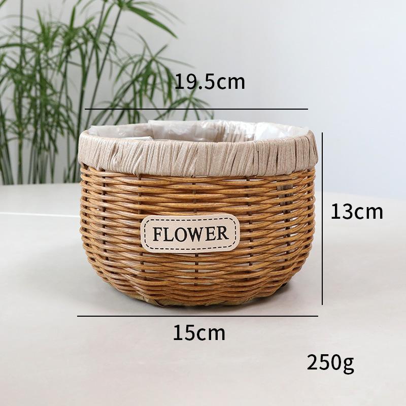 Imitation Rattan Flower Basket, Green Ivy Flower Pot, Living Room Container, Storage Basin, Green Plant Gardening Utensil, Flower Basket