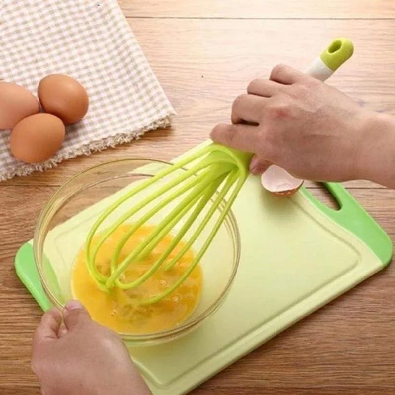 1 Stück Multifunktionaler Rotierender Manueller Eieraufschläger Mixer Mini Kunststoff Küchen-Schneebesen Backwerkzeug Ei-Rührer Silikon Umweltfreundlich