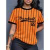 Women's Baseball Stripe Printed Round Neck Short Sleeve T-Shirt Summer Graphic Tee Jerseys Plus Size Men's Sport T-Shirt Tops