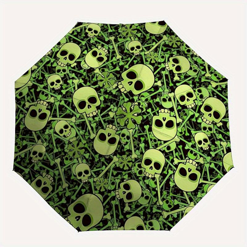 1pc Skull Bones Automatic Open 8-Rib Windproof Umbrella, Travel & Commuting, Suitable for All Seasons, Lightweight Portable 083